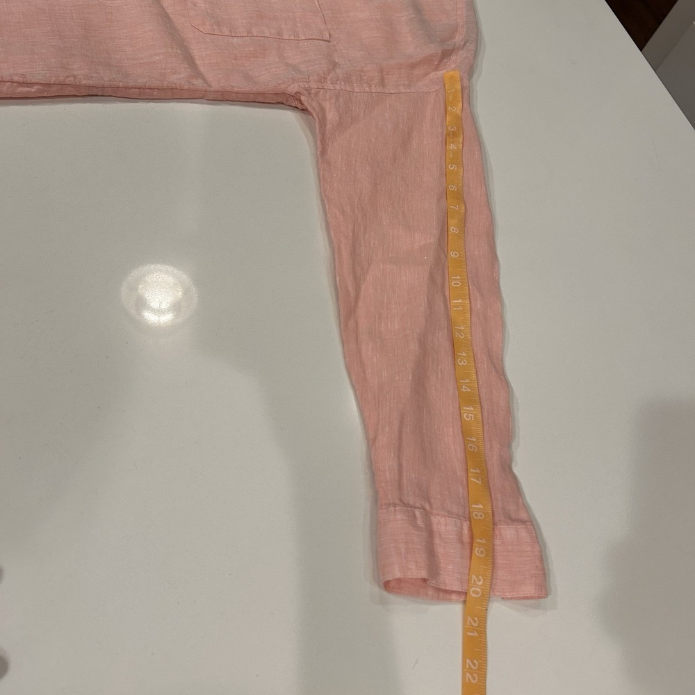 J. Jill Womens Sz M Love Linen Button Up Shirt Peach Salmon 100% Linen Coastal - Picture 7 of 11